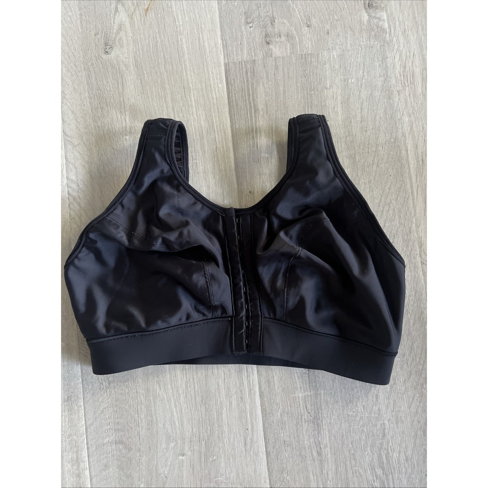 Enell NL100 High Impact Front Close Black Sports Bra Size 1 Front Hook Closure
